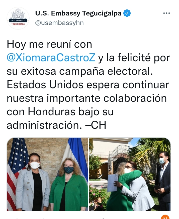 Embajada EEUU felicita Xiomara