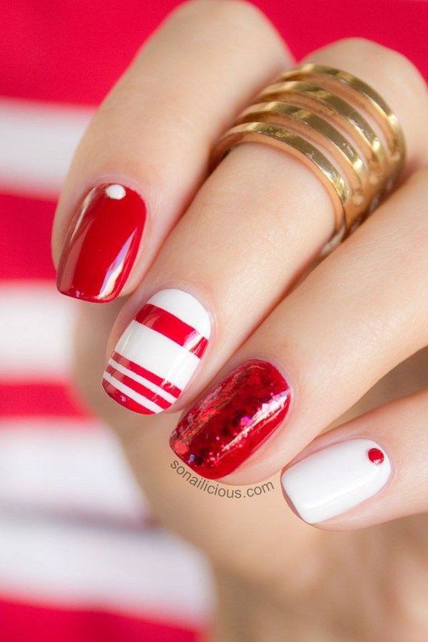 uñas en rojo para Navidad