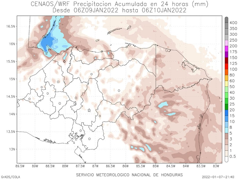 Mapa de lluvias 8 de enero
