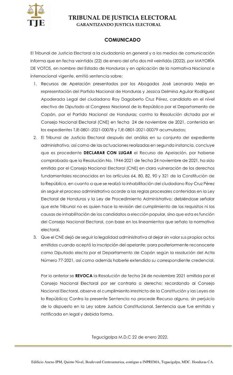 TJE diputado primo presidente CSJ