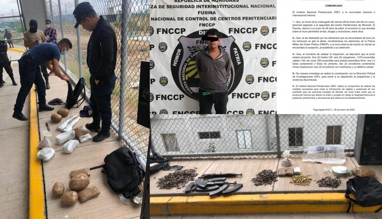 hombre lanza armas a la tolva