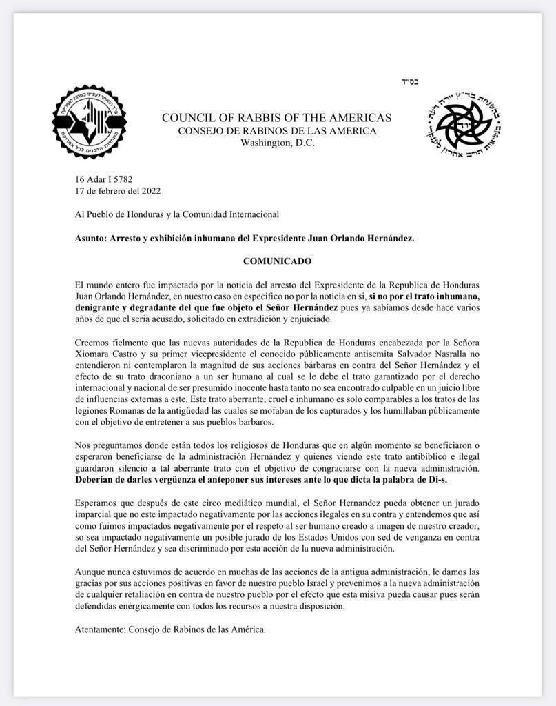 Comunicado de Consejo Rabínico de América