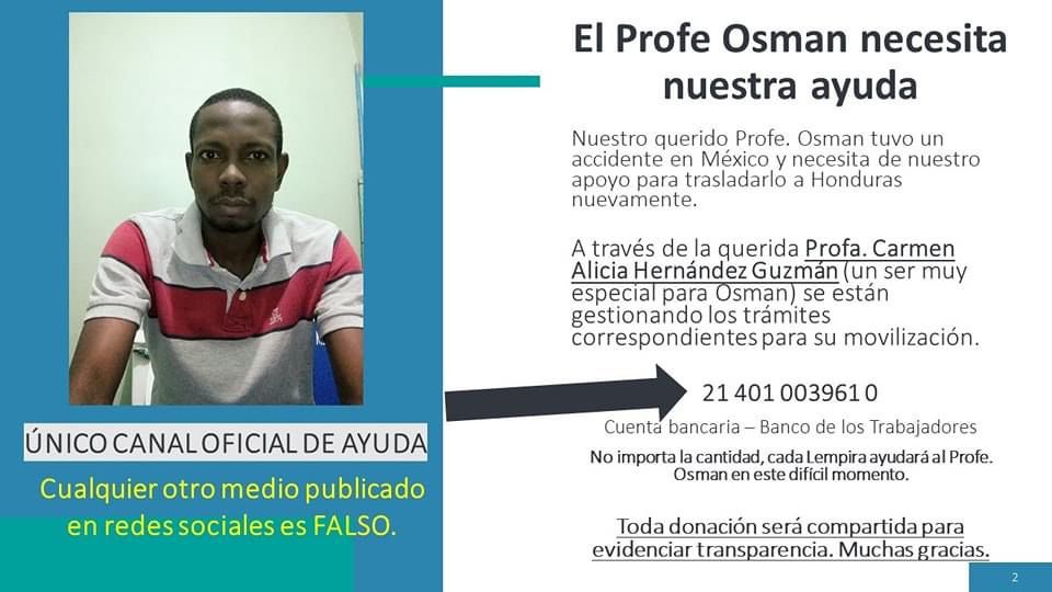 Detalles de la cuenta para apoyar.