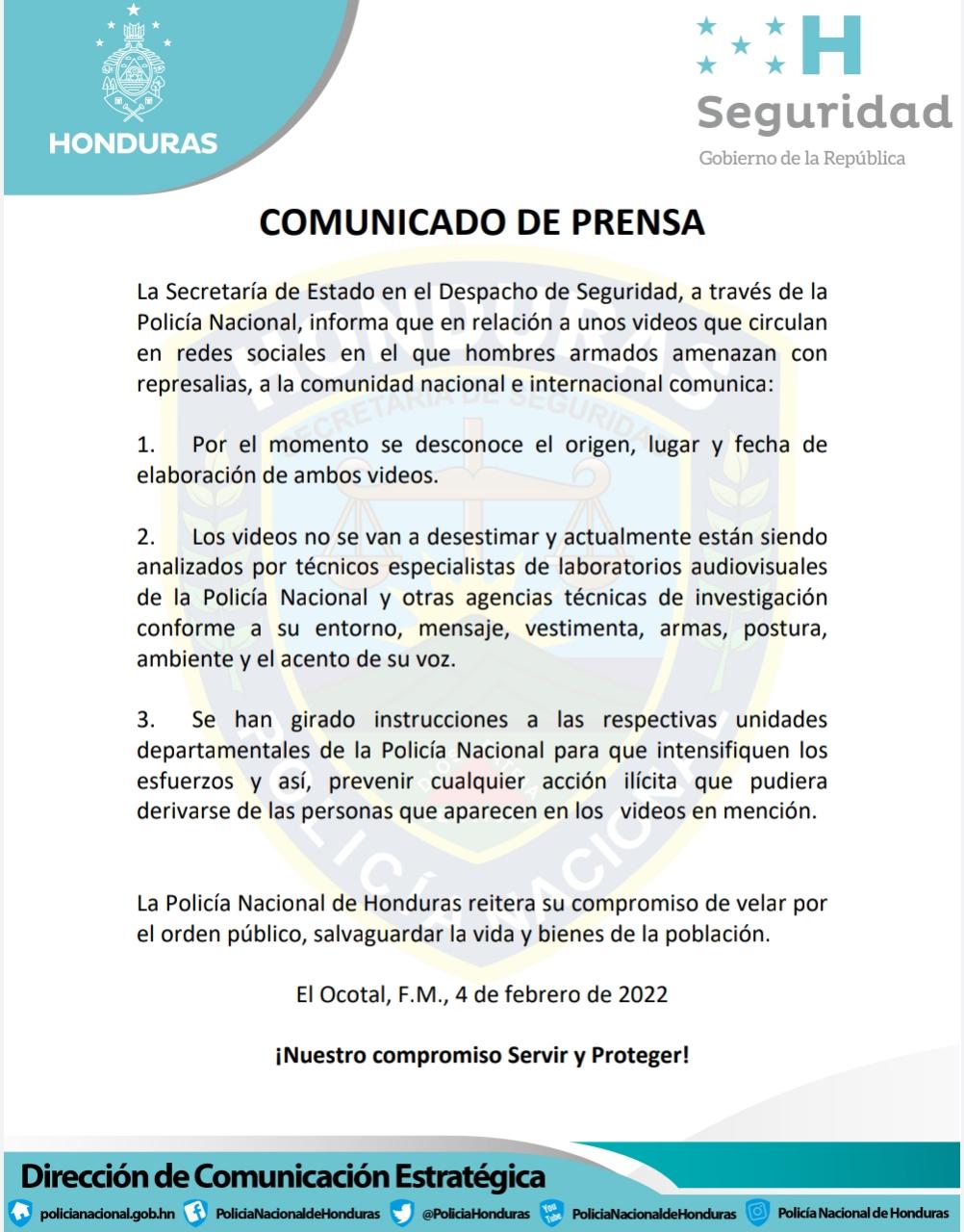 Comunicado de la Policia.