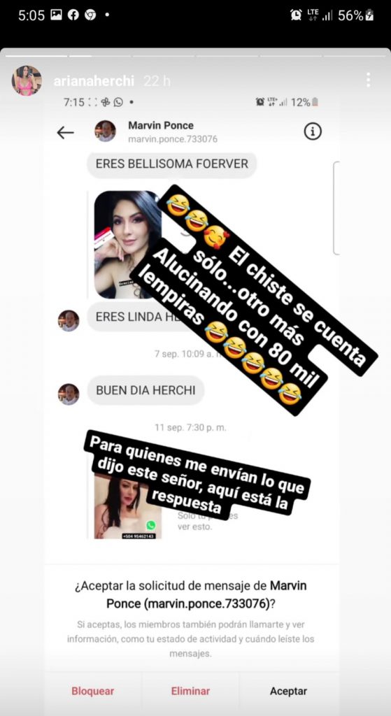 Ariana compartió las capturas de pantalla en sus redes sociales.