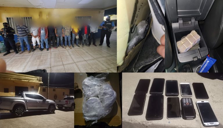 Sujetos con droga dinero El Paraíso