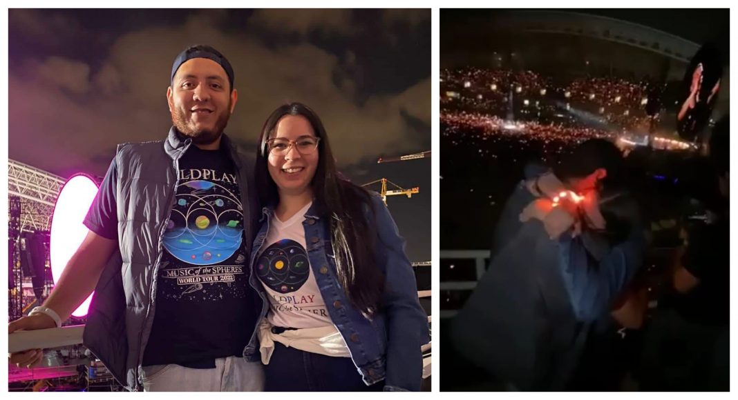 Pareja se compromete en concierto de Coldplay