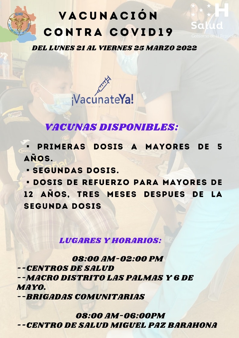 Vacunación covid miércoles Honduras
