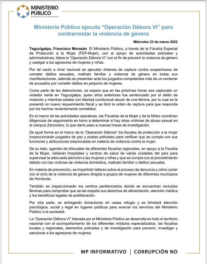 MP Operación Débora VI