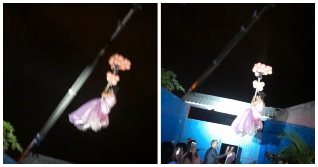 quinceañera épica entrada grúa