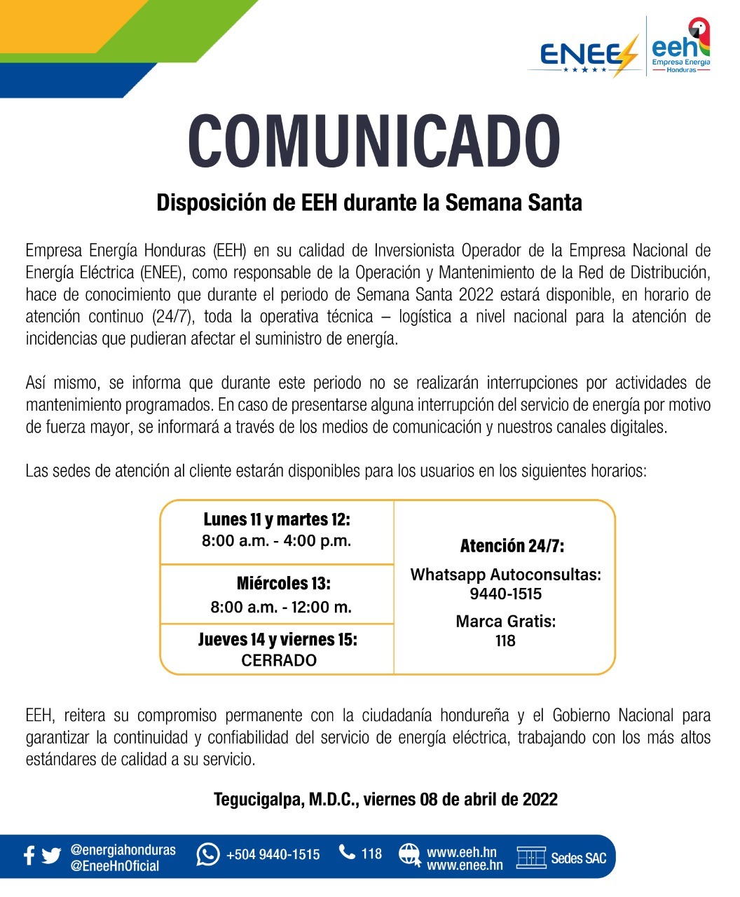 Comunicado de EEH
