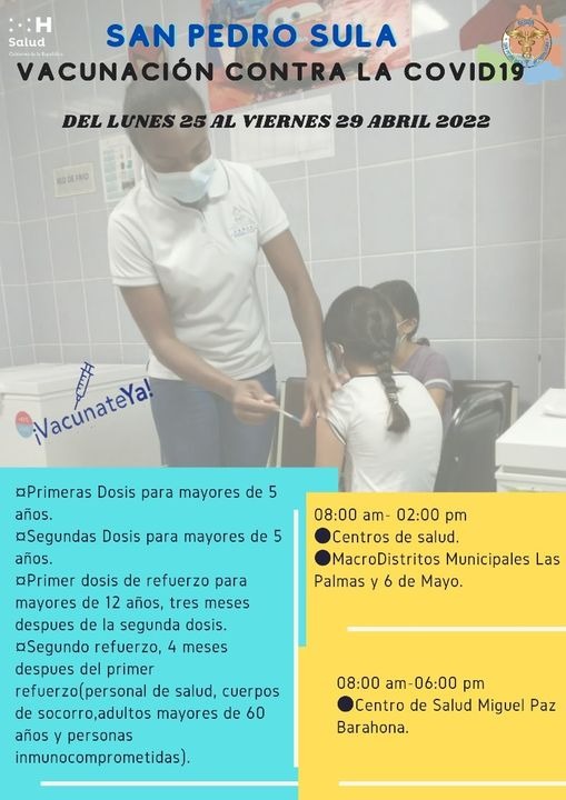 Calendario vacunación en San Pedro Sula