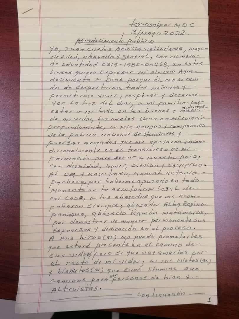 El Tigre Bonilla carta