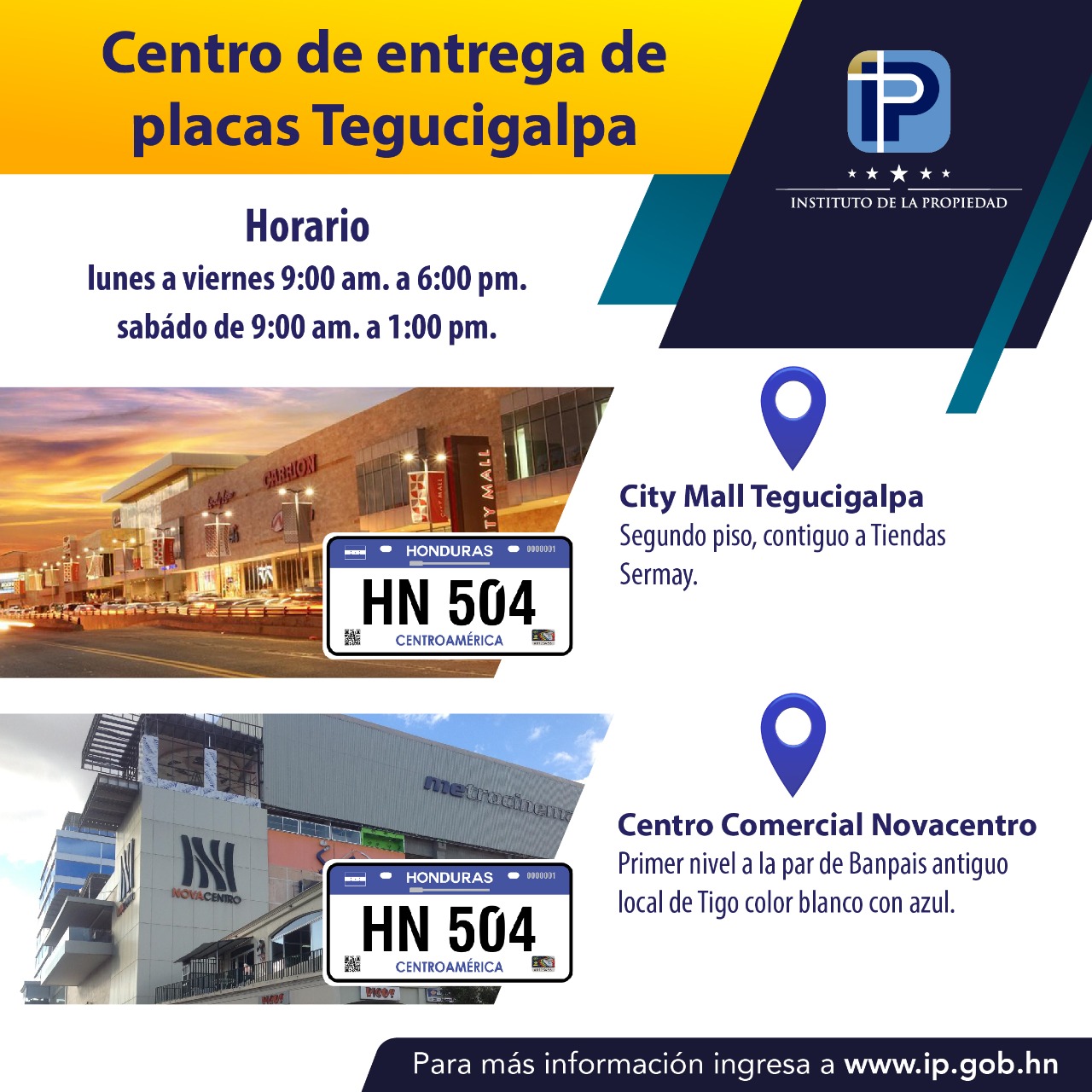 Comunicado de la entrega de placas para Tegucigalpa. 