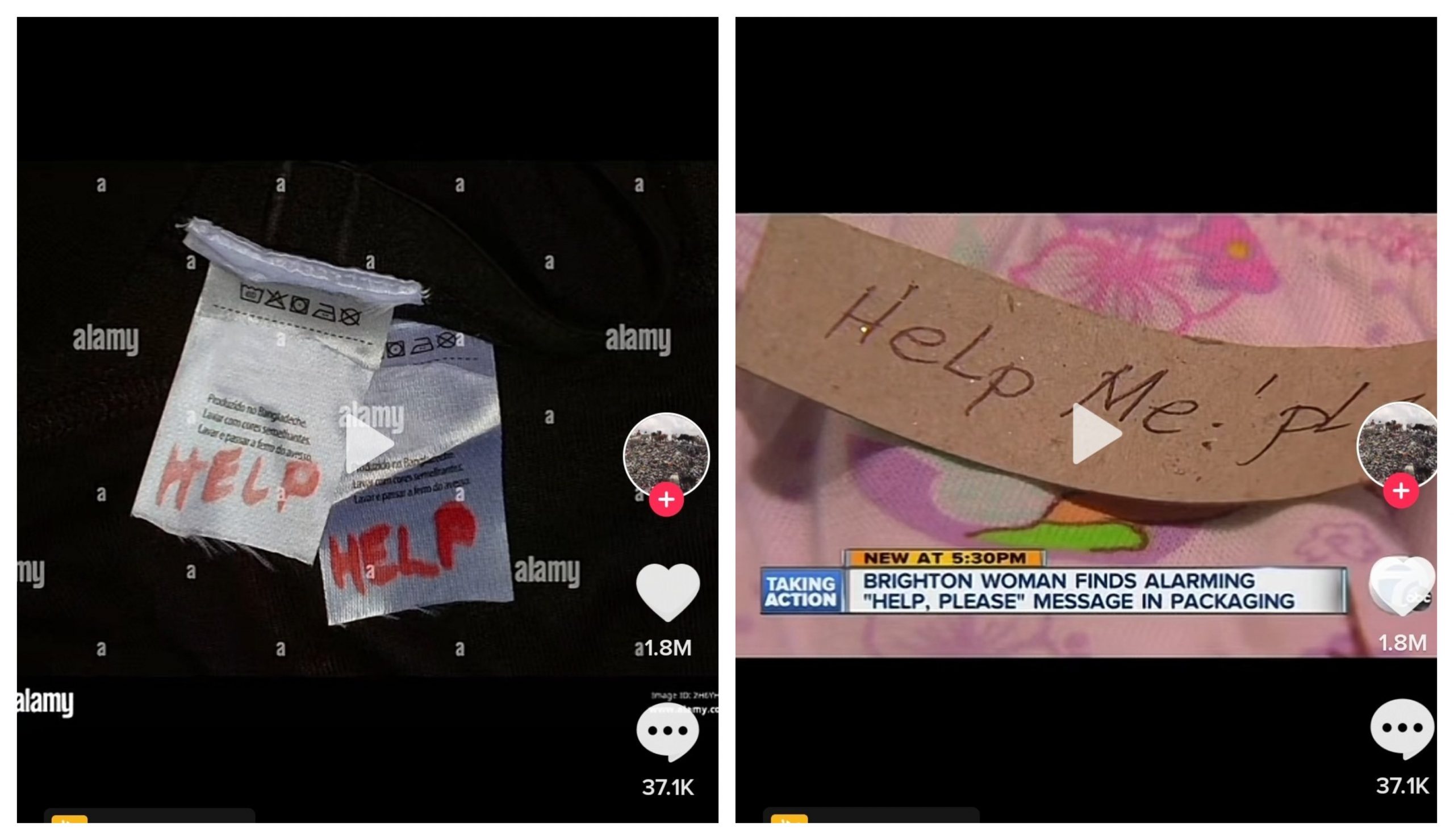 Un video de TikTok muestra mensajes de auxilio en las etiquetas de la mercancía de Shein