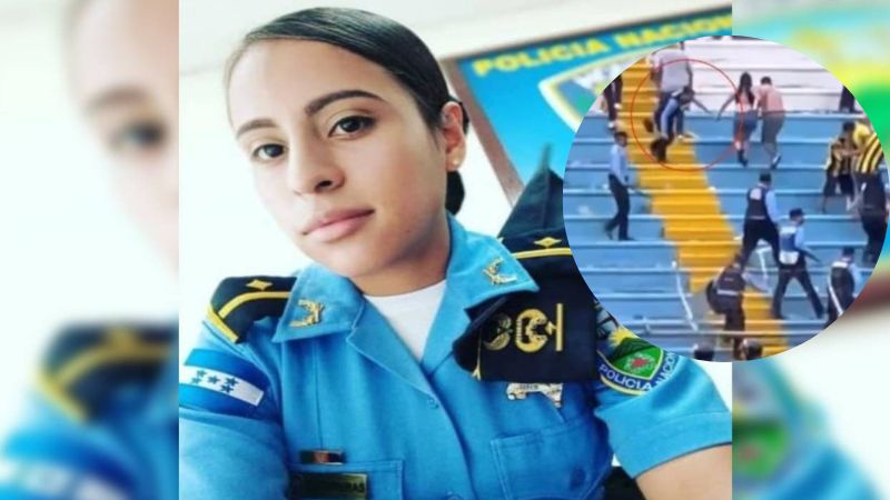 policía agredida por aficionado