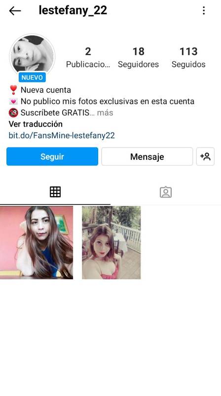 Perfil falso de Instagram que crearon de Estefany López.