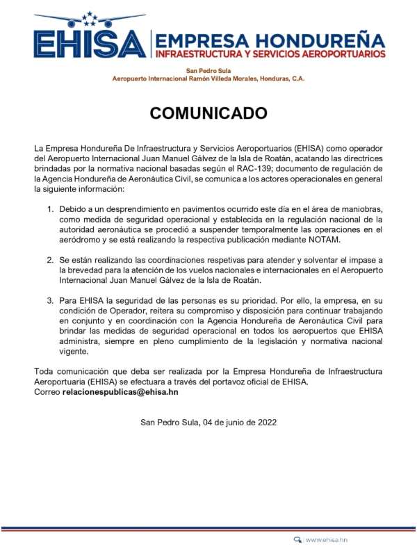 Comunicado de EIHSA 