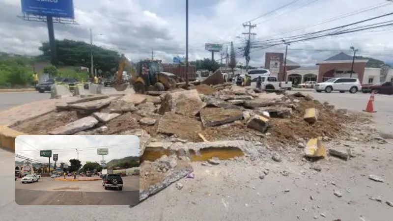 demolición rotonda colonia Loarque
