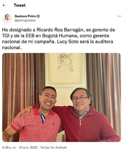 Publicación en Twitter