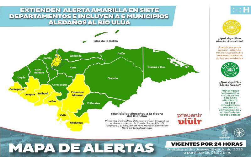 alerta amarilla en Honduras