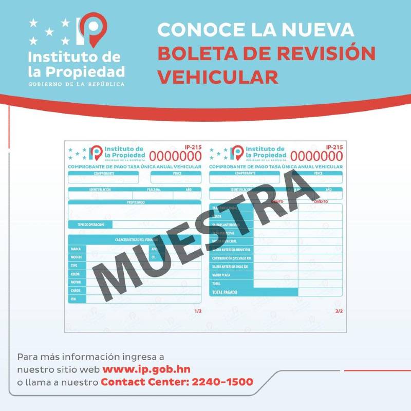 Nueva boleta de matricula vehicular.