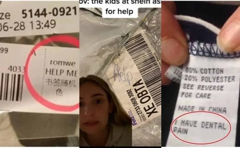 Un video de TikTok muestra mensajes de auxilio en las etiquetas de la mercancía de Shein