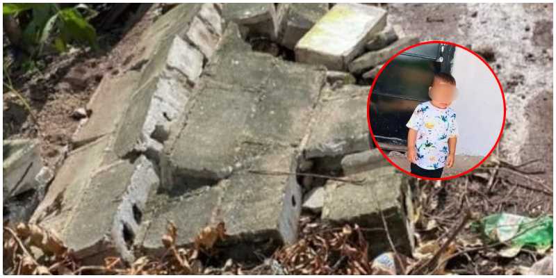 niño muere tras caerle un muro encima