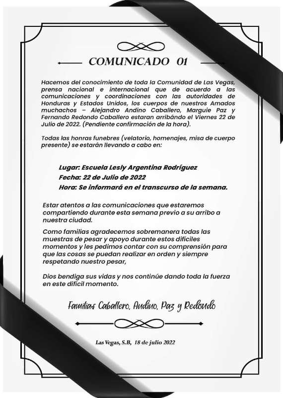 Comunicado de las familias.
