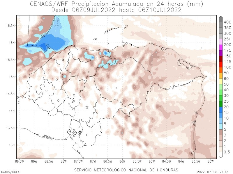 Mapa de lluvias 9 de julio