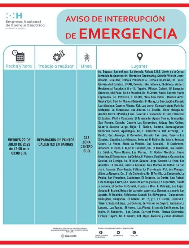 Cortes de energía Honduras