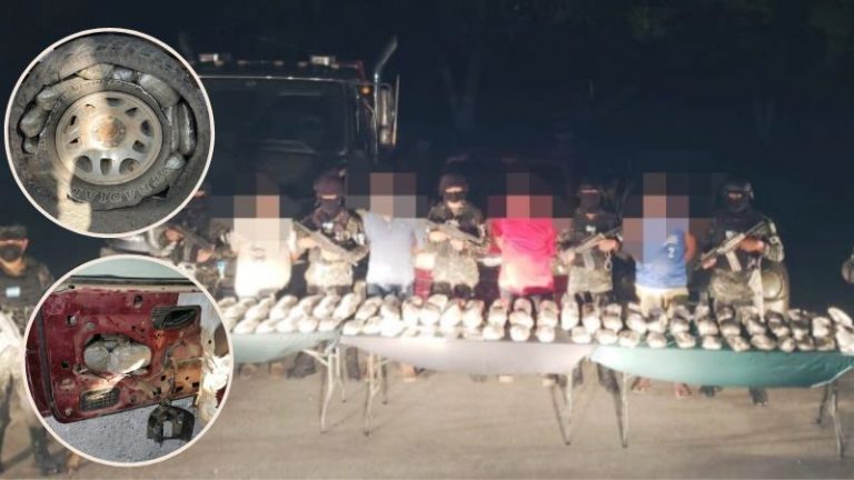 Incautan 158 paquetes de marihuanas ocultas en llantas y caletas
