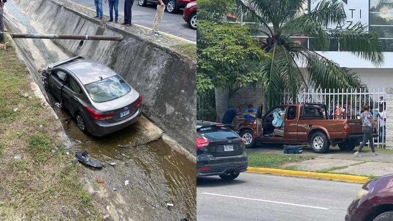 Vehículo cae en cuneta en SPS