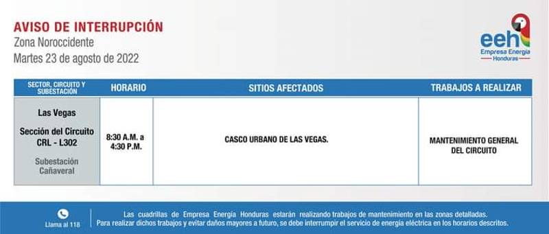 Cortes de energía Honduras