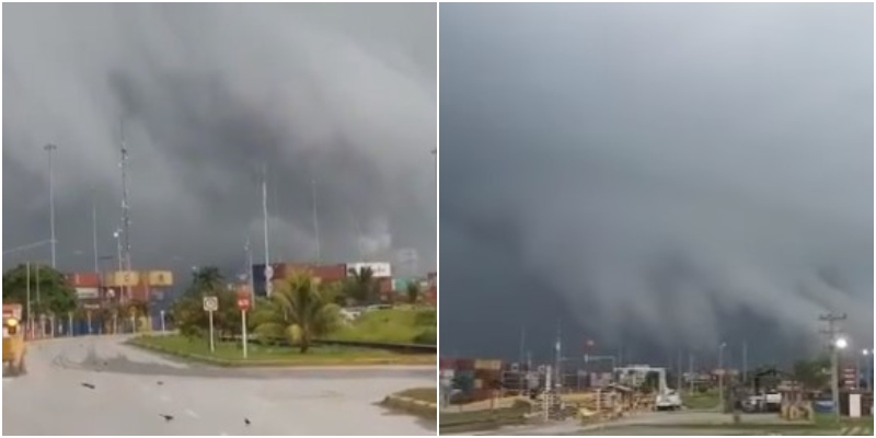 extraña nube en Puerto Cortés