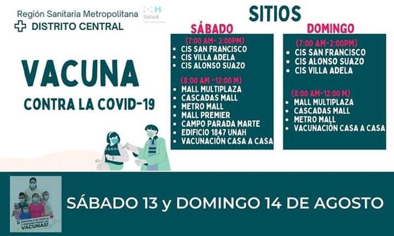 Vacunación sábado 13 de agosto