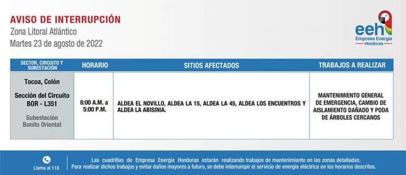 Cortes de energía Honduras