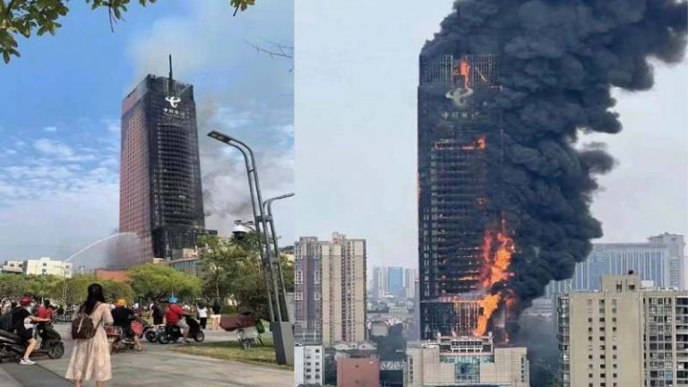 Incendio en rascacielos de China