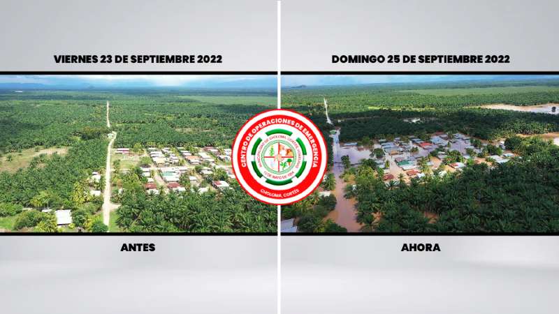 Antes y después en aldea Lupo Viejo.