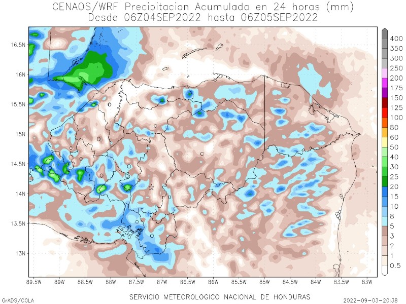 Mapa de lluvias 4 de septiembre