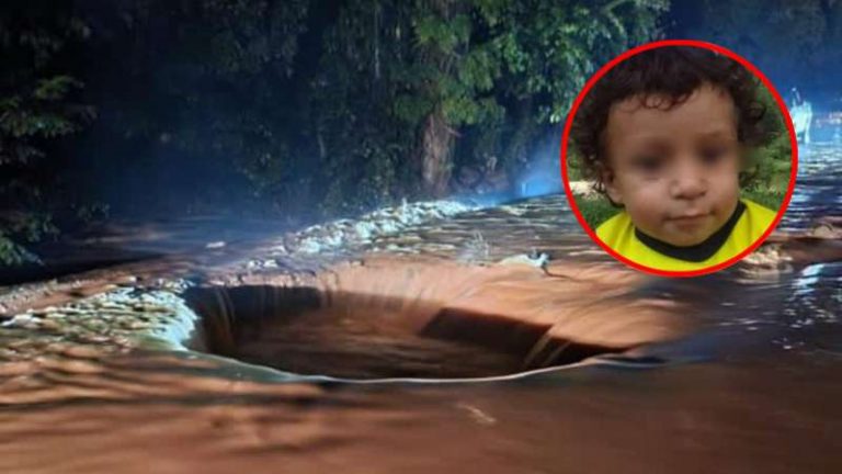 Niño arrastrado por corriente en Copán