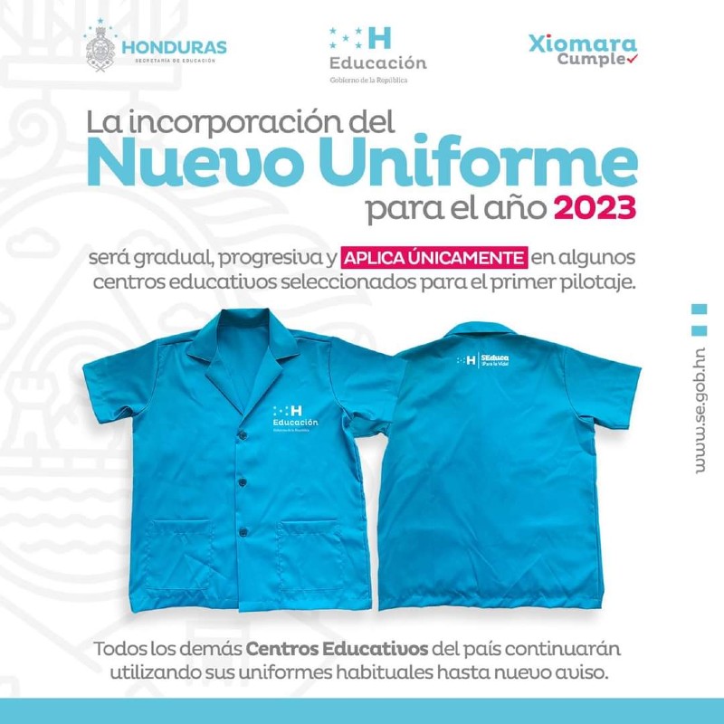 Honduras pilotaje cambio de uniformes educativos