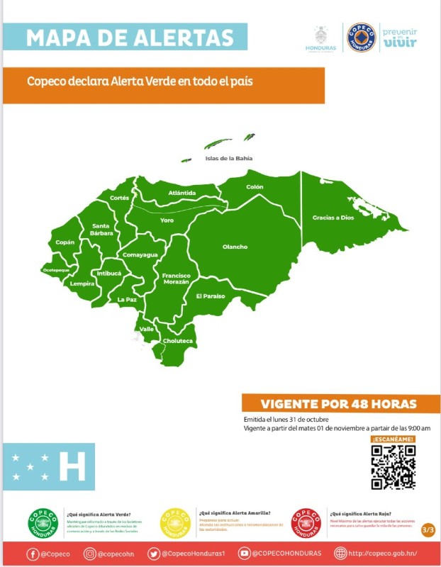 Mapa de alertas de Copeco