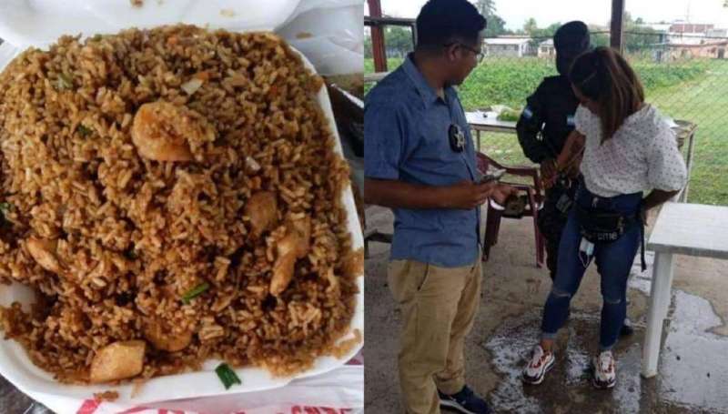 En mayo del 2022, una mujer intentó ingresar droga en una bandeja de arroz chino.