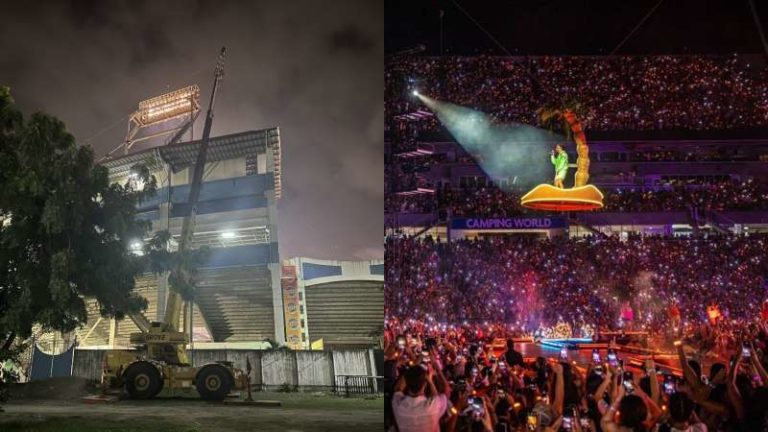 Grúas para el concierto de Bad Bunny