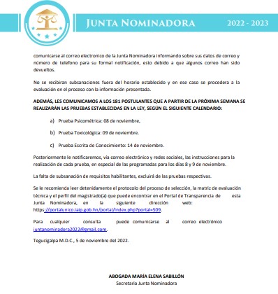 JUNTA NOMINADORA