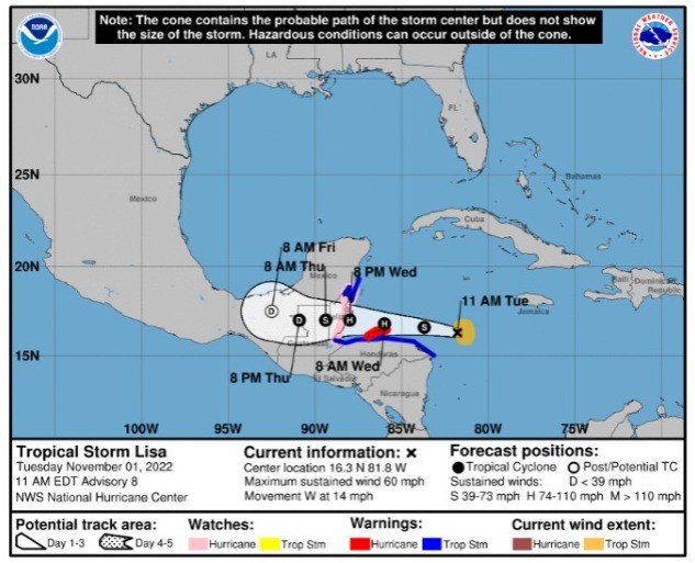trayecto de Lisa en Honduras