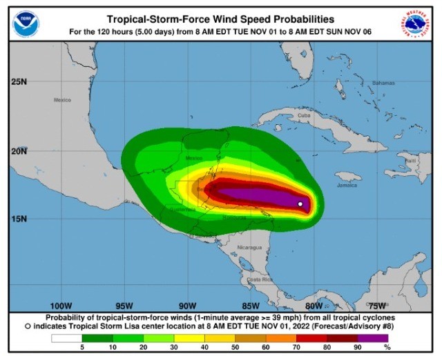 trayecto de Lisa en Honduras